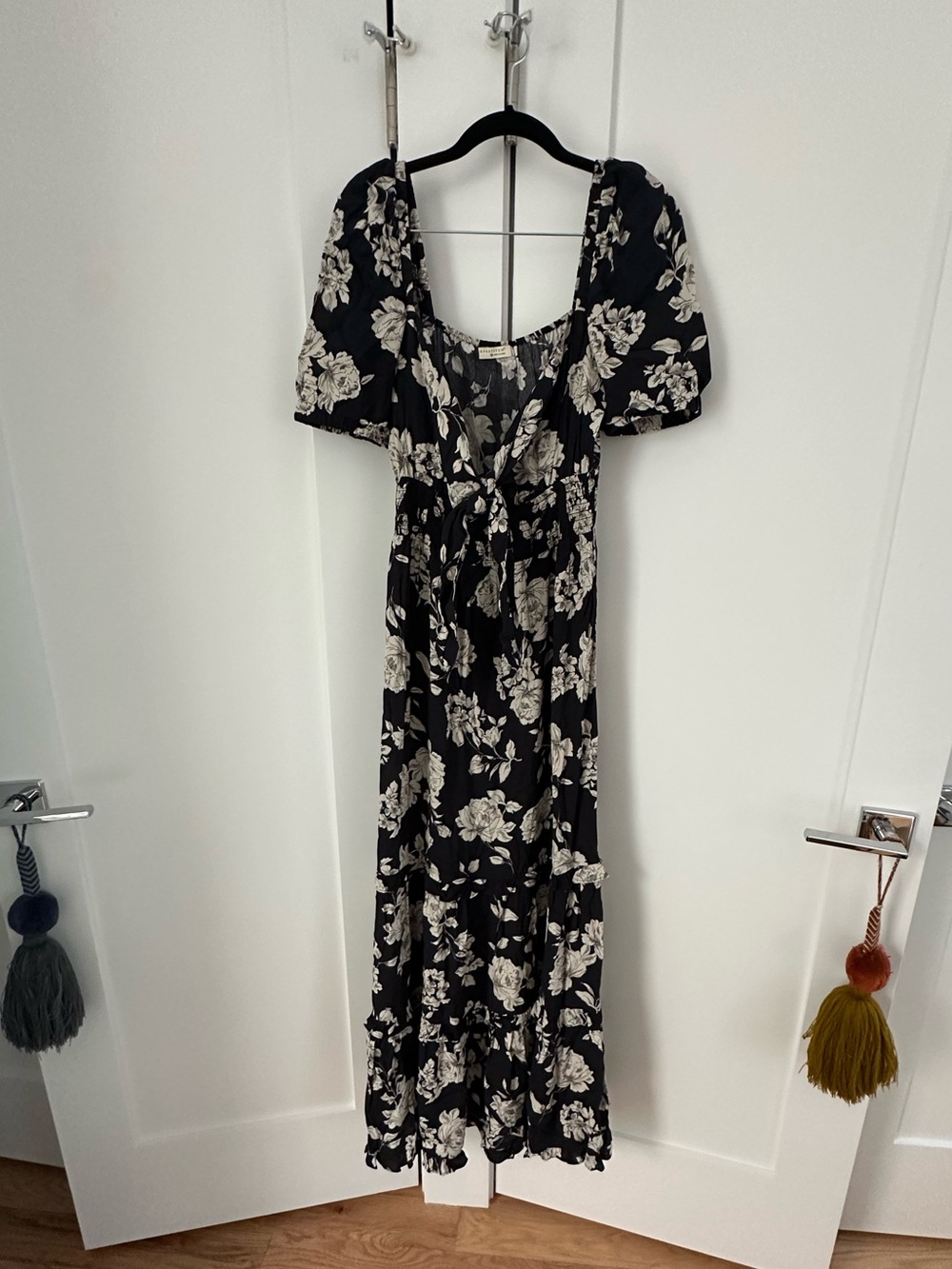 Lovestitch Black and Ivory Floral Maxi Dress